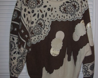 Vintage 80's Lambs Wool Sought-After Fun Sweater by Sabini Size XL