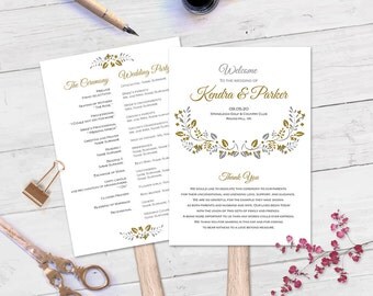 Items Similar To Monogram Custom Wedding Fan Program Set Of 50 Ceremony Fan Program Bat Mitzvah Program Template