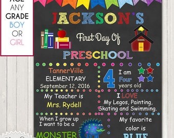 FIRST DAY of SCHOOL - Customized Chalkboard Sign / 1st Day of School Customized for You / 8x10 or other size / 300 dpi / Instant Download