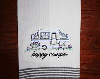 Vintage Camper Decor Happy Pop Up Kitchen Towel Sweet Vintage Camper Decor Happy Pop Up Kitchen Towel Sweet