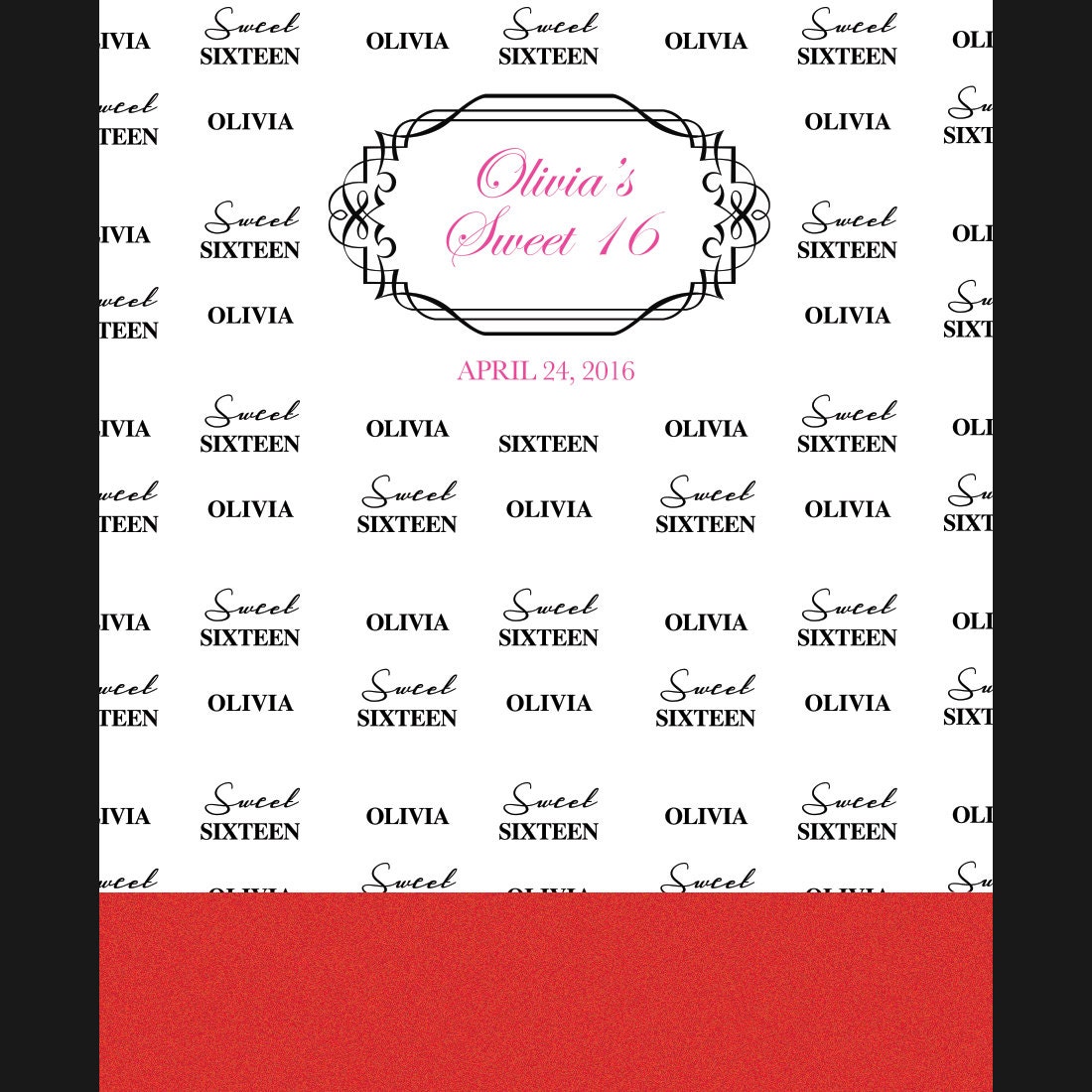 Sweet Sixteen Backdrop Sweet 16 Step and Repeat Banner Red