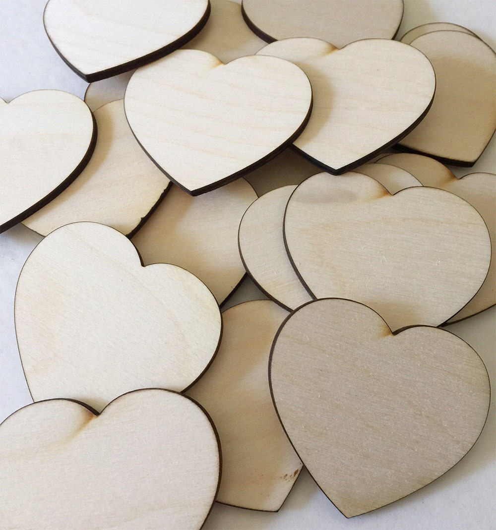 50 2 Inch Wood Hearts Unfinished Wooden Hearts For