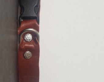 Adjustable Soft Leather Cat Collar - Size Medium 6.5 to 9.5 Inches - Safety Breakaway Leather Cat Collar