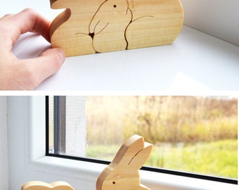 Easter Kids gifts bunny - Wood rabbit - Wooden Puzzle bunny - easter decorations - montessori toys - Kids gifts - rabbits family