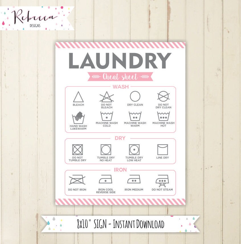 Printable laundry guide laundry cheat sheet instant download