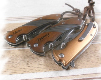 Engraved Pocket Knife ( Set of 1 ) Boy scout Knife , Monogram Engraving ,Groomsman Gift ,Camping Knife - Hunting Knife