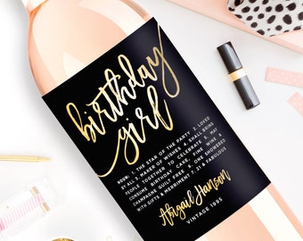 Custom Birthday Wine Label - Custom Wine Label - Personalized Wine Label - Birthday Girl Wine Bottle Label - 21st Birthday Dirty Thirty