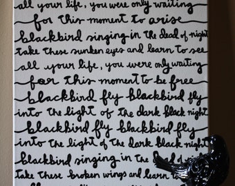 Blackbird Beatles Lyric Painting 16x20