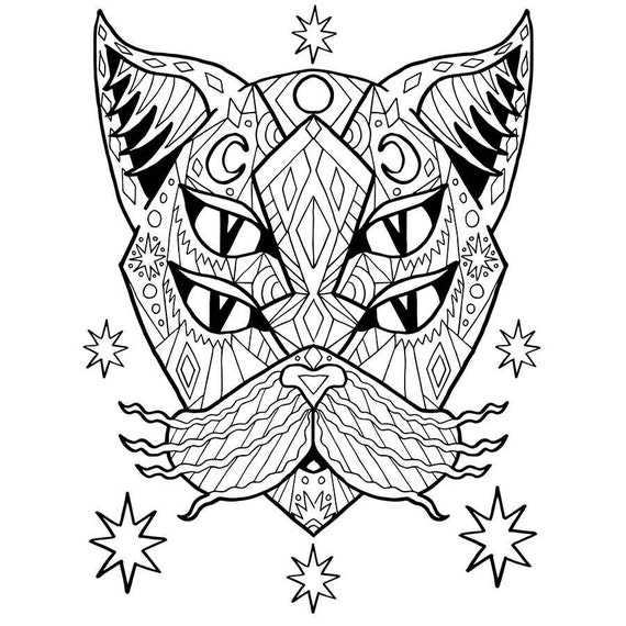 Adult Coloring  PDF Cat  Coloring  Page  Good Vibes Only Stress 