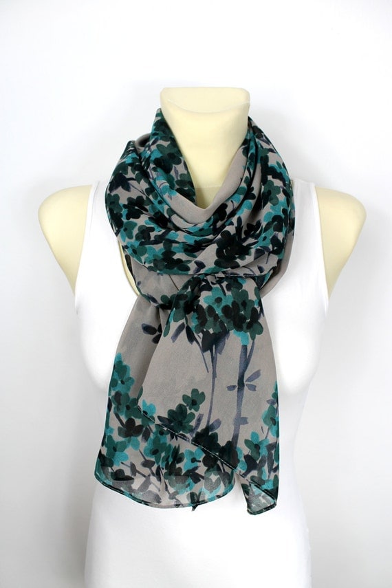 Floral Fabric Scarf Boho Fashion Scarf Floral Print Scarf Gift for Mom Wife Girlfriend Spring Celebrations Mothers Day from Daughter Husband