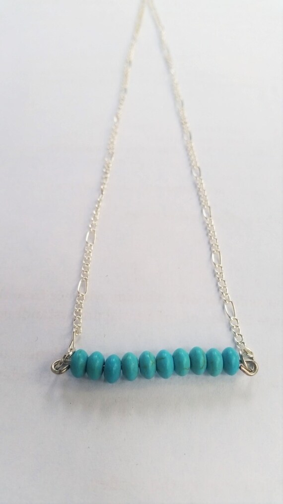 Turquoise Bar Necklace Beaded Bar Necklace Gemstone