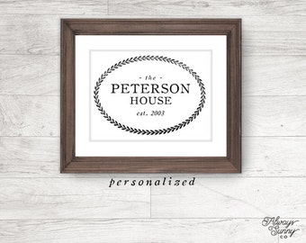 Personalized Family Name Sign Printable, Vintage Print, Family Name - INSTANT DOWNLOAD - 8x10, 5x7, 4x6