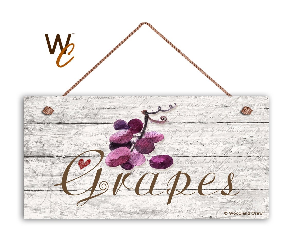 Purple Grapes Sign Garden Sign Rustic Distressed Decor