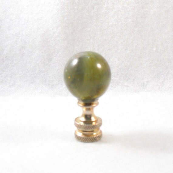 Lamp Finial Dark Green Glass Sphere. Glass Marble Ball