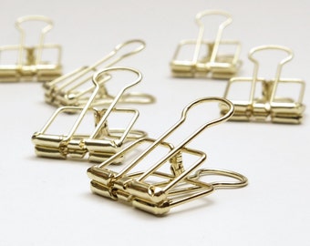 Gold Planner Clips Binder Accessories Bull Clips Skeleton Paper Clips Bullclip x 5