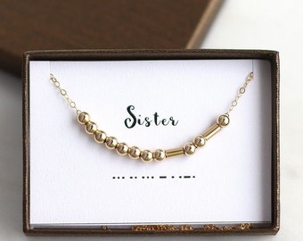 Morse Code Necklace, Sister Morse Code Necklace, Sister Necklace, Morse Code Jewelry, Custom Morse Code, Gift for Sister, Secret Message
