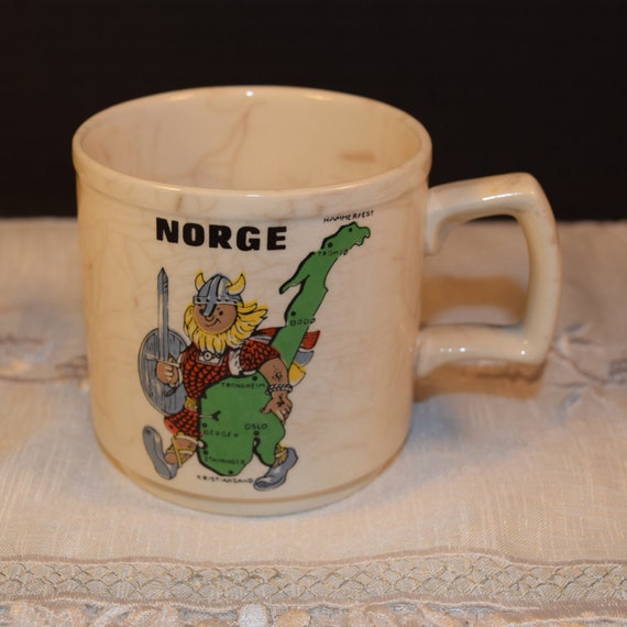 Norge Viking Coffee Cup Vintage Norway Souvenir Cup Mug