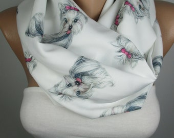 Dog Scarf Yorkshire Terrier Infinity Scarf Loop Pet Mom Scarf Dog Lover Gift Fall Winter Women Fashion Accessories Christmas Gift For Her