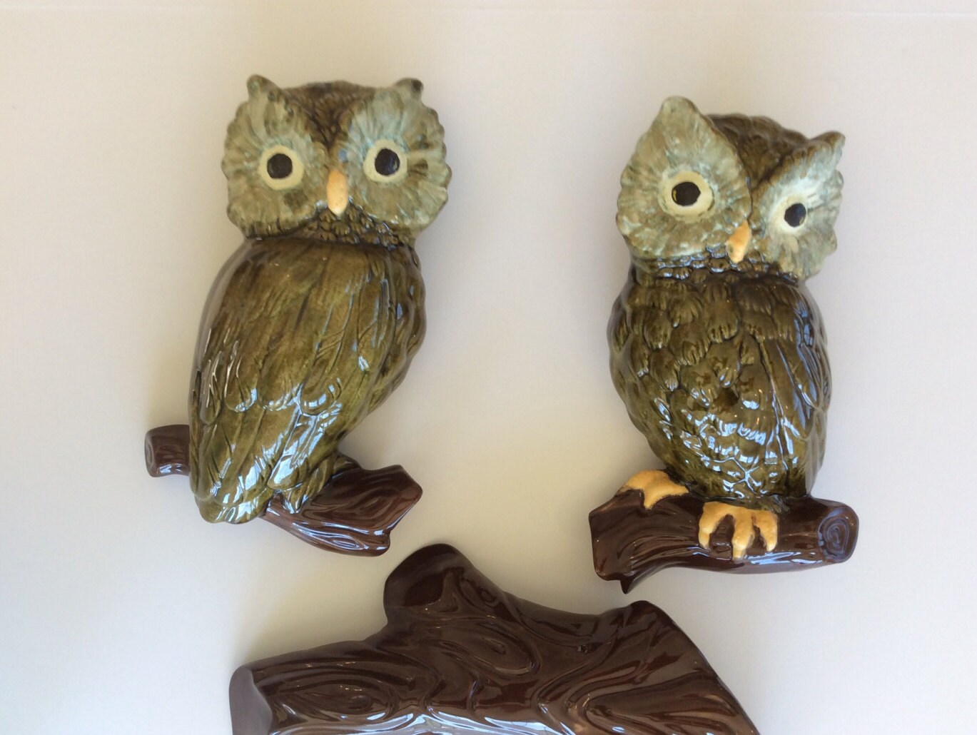 Vintage Owl Decor Hand Painted Ceramic Wall Grouping