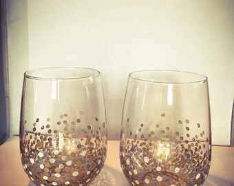 New Year's Eve Confetti Wine Glasses