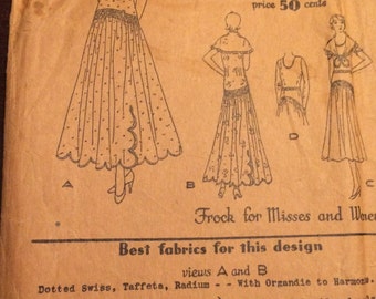 1919 original sewing pattern for stylish frock with shawl collar by Butterick
