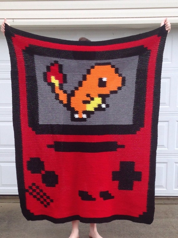 Handmade Crochet Pokemon/Gameboy Afghan Blanket