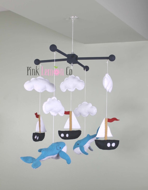 Baby Mobile Whales and sail boats baby mobile boat baby