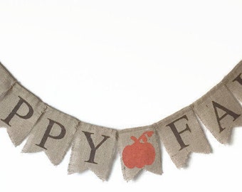 Happy Fall Burlap Banner, Thanksgiving Banner, Happy Fall Banner, Fall Banner, Happy Fall Sign, Thanksgiving Sign, Thanksgiving Decorations