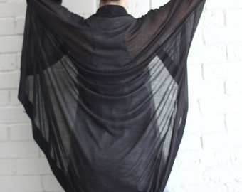 Black Summer kimono cardigan / Black kimono cardigan / open cardigan / black kimono shawl / beach cover up / Gift for her