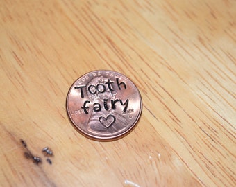 Tooth fairy pennies with heart. Tooth fairy gift. Lost tooth gift.