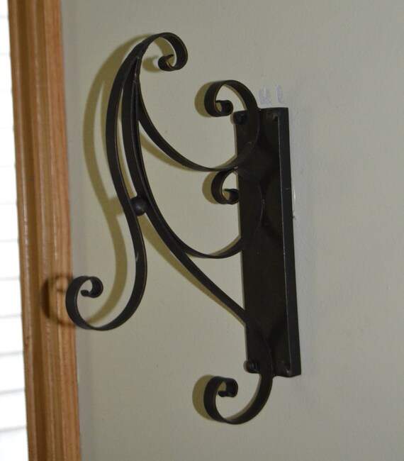 Two Black Metal Scroll Plant Hanger Corner Window
