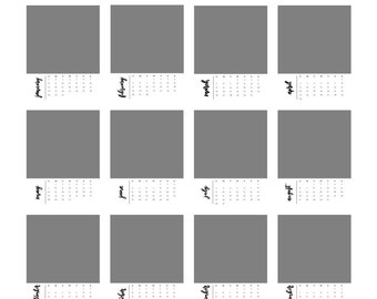 2017 calendar template / 5x7 / desktop calendar/ photoshop template / handlettering / printable / photo calendar