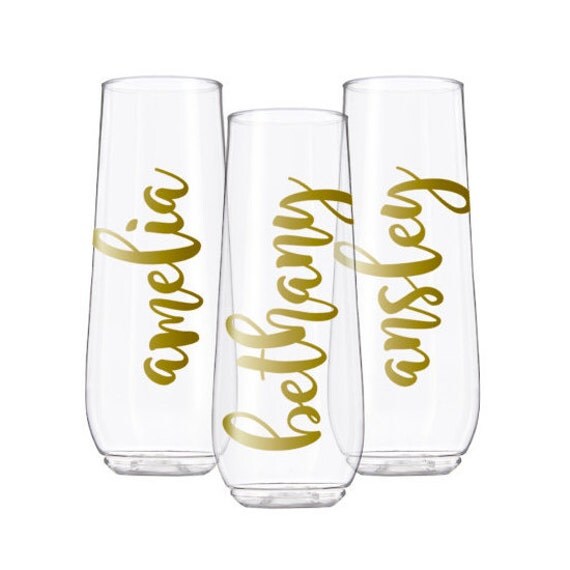 Plastic Personalized Champagne Flutes / by YouGotPersonal on Etsy