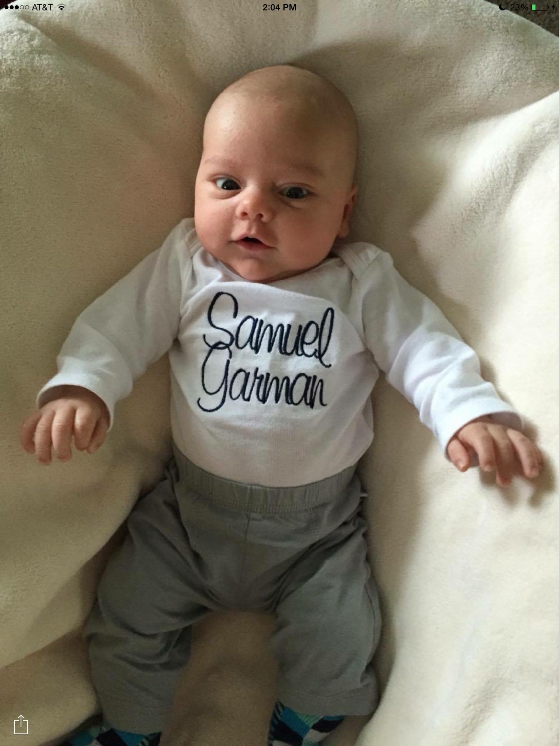 2 pc Custom 2 Name Baby Onesie & Pants Gift Set Newborn Boy