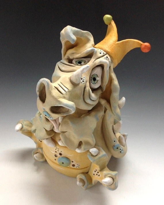 Dragon Jester Incense Burner Sebastian Ceramic Pottery