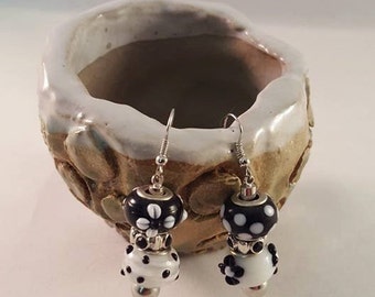 Black -N- White Polka Dot Charm earrings
