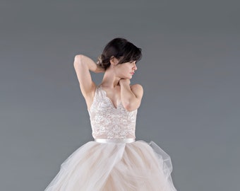 Catherine - bridal lace top / bridal top / lace top / ivory cream top / wedding top / bridal separates