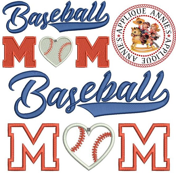 Baseball mom jessecmault machine applique design in 3 sizes and