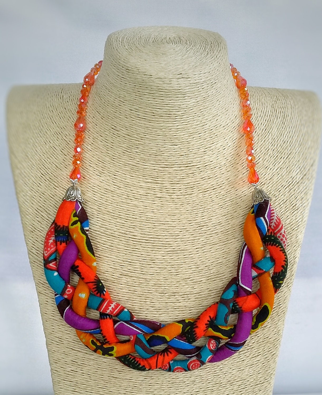 African Jewelry African Fabric Necklace African Print