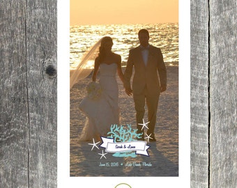 Snapchat Geofilter Wedding Beach Starfish, On-Demand Filter with Custom, Mint and White, Navy, Beach Wedding Filter (Digital File)
