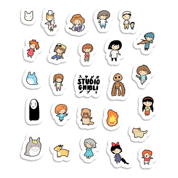 studio chibi studio ghibli sticker sheet 70mm x 100mm