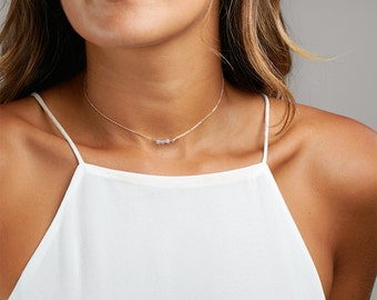 REAL Opal Necklace, Thin Choker Necklace Opal, in Sterling Silver, Rose Gold Filled, Gold Filled, Bridesmaid Necklace -5mm Opal B1