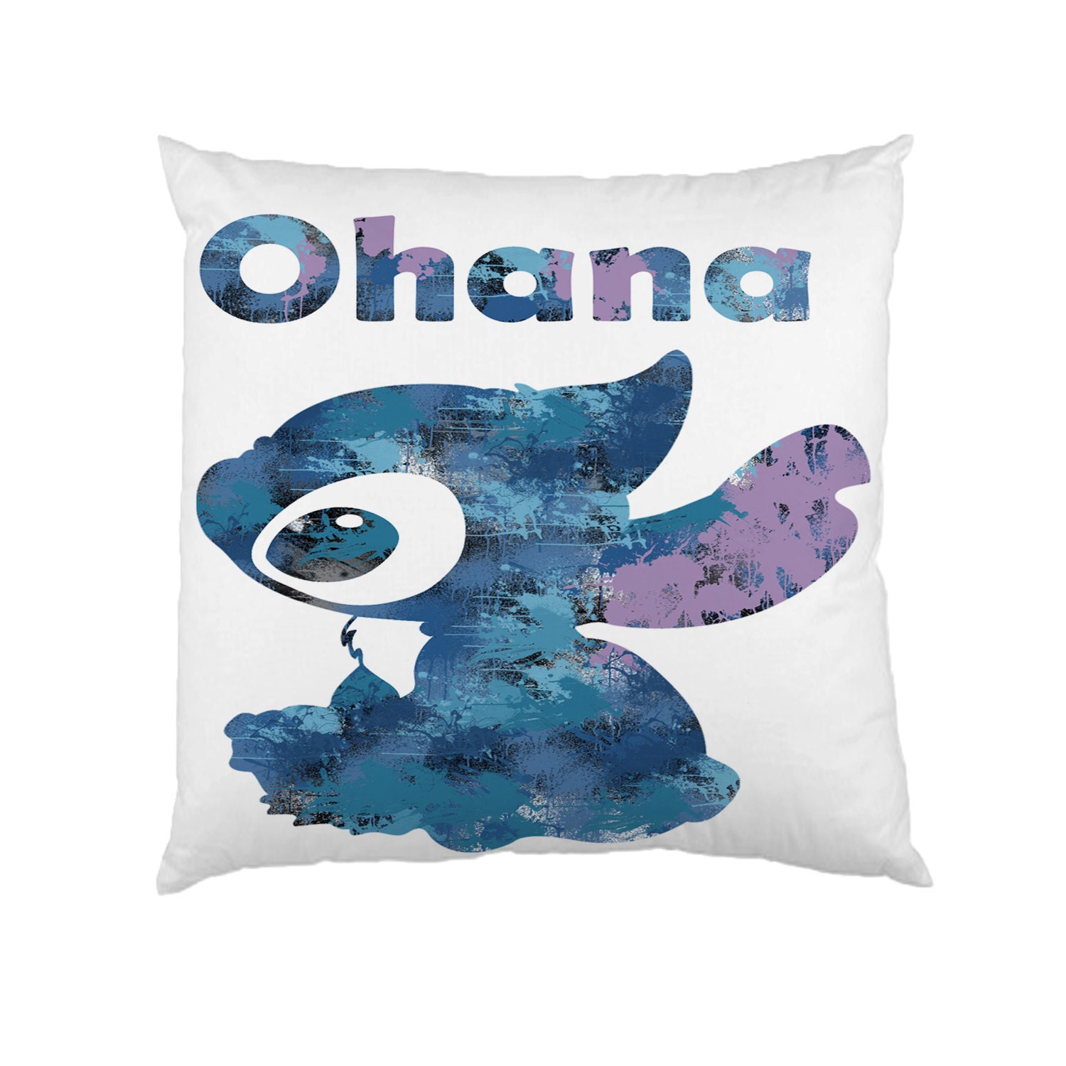 Ohana Lilo and Stitch Watercolour Cushion Fabric Water