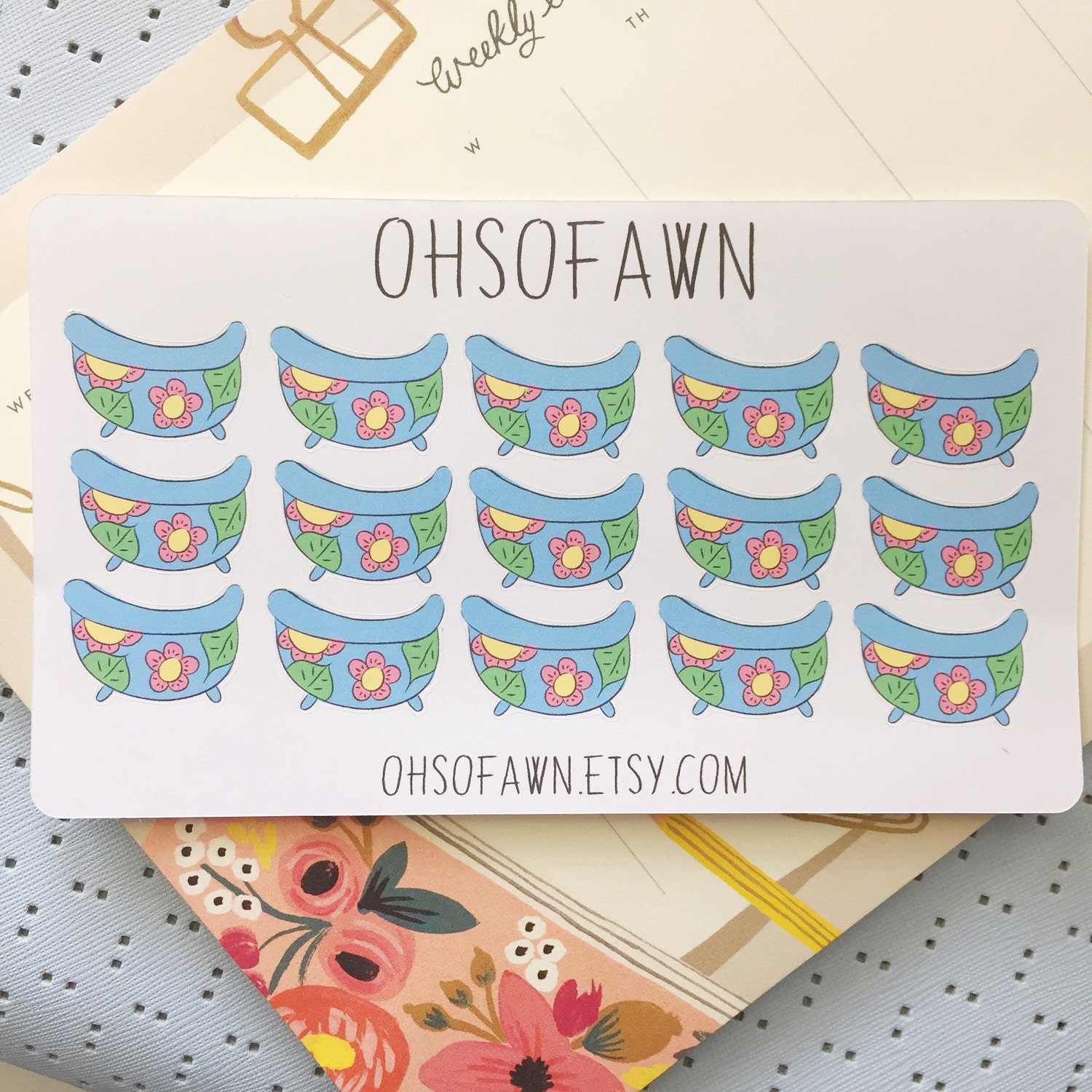 Floral Bath Tub Stickers by OhSoFawn on Etsy