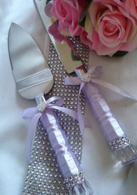 Satin Rhinestone  Wedding  Cake  Serving Set  Wedding  by 