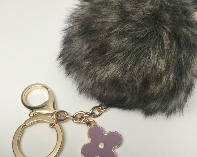 NEW! Faux Fox Fur Pom Pom bag Keyring Hot Couture Novelty keychain pom pom fake fur ball in imitated natural look