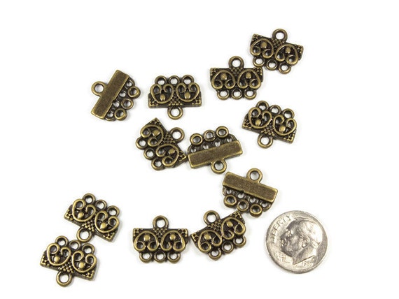 50 pcs Antique Bronze Ribbon Crimps End Caps 7x7 mm