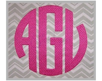 Circle Monogram Embroidery Font Set 3.5" 4" 4.5" 5" 5.5" Left Center Right Machine Embroidery Fonts Circle Embroidery Font Instant Download