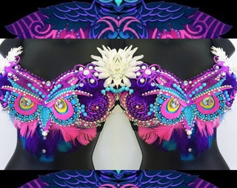 EDC Electric Owl Bra (LED lights): rave wear, festival, edm, rave bra, halloween, carnival, kandi, plur, coachella, NYE, rainbow, edc