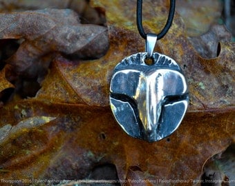 Barn Owl Pendant - barn owl necklace, owl pendant, owl necklace, barn owl jewelry, totem, owl totem, silver owl